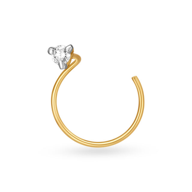 Classy Gold and Diamond Nose Pin image number null