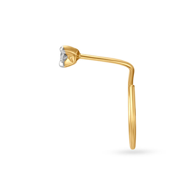 Classy Gold and Diamond Nose Pin image number null