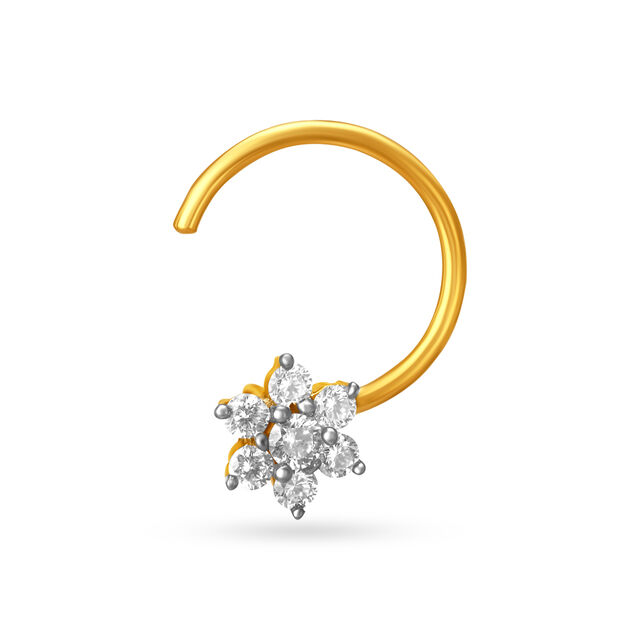 Stunning Floral Seven Stone Diamond Nose Pin,,hi-res image number null