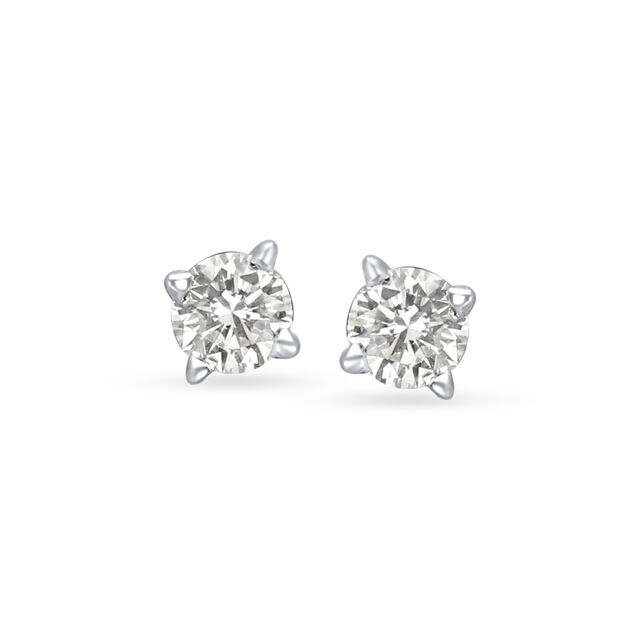 Flowerbud Diamond and White Gold Stud Earrings,,hi-res image number null