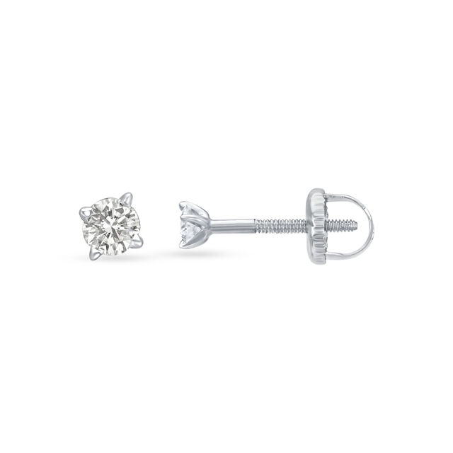 Flowerbud Diamond and White Gold Stud Earrings,,hi-res image number null