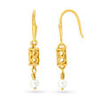 Aesthetic 18 Karat Yellow Gold And Pearl Cylindrical Drops,,hi-res image number null