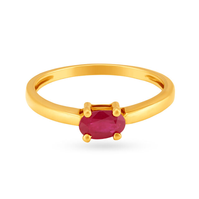 Appealing 18 Karat Gold Oval Ruby Ring,,hi-res image number null