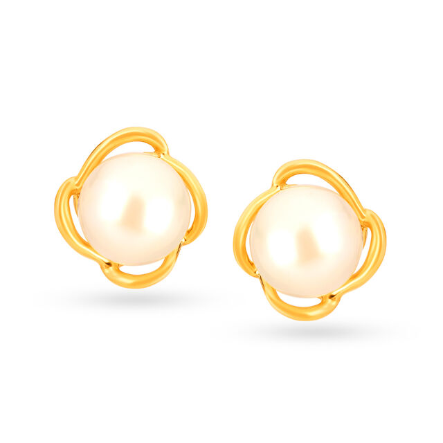 Stunning 18 Karat Gold And Pearl Earrings,,hi-res image number null