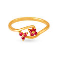 Mesmerising 18 Karat Gold And Ruby Double Floral Ring,,hi-res image number null