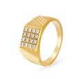 Bold 18 Karat Yellow Gold And Diamond Finger Ring,,hi-res image number null