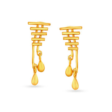 Eccentric Yellow Gold Asymmetric Drop Earrings