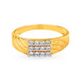 Classy 18 Karat Textured Gold Ring For Men,,hi-res image number null