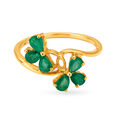 Entrancing 18 Karat Gold And Emerald Clover Ring,,hi-res image number null