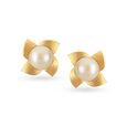 Pearls & Petals Gold Stud Earrings,,hi-res image number null