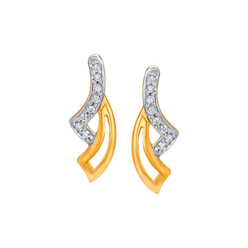 Glossy Eternity Diamond and Gold Stud Earrings