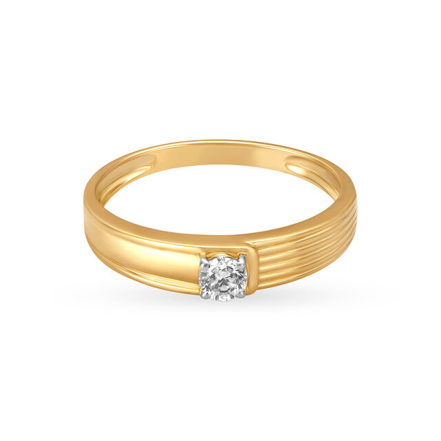 Shining 18 Karat Yellow Gold And Diamond Finger Ring,,hi-res image number null