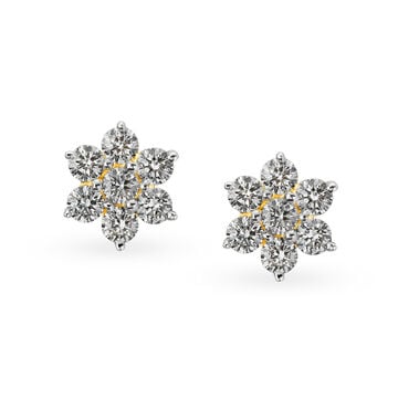 Chic Seven Stone Floral Diamond Stud Earrings