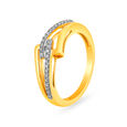 Artistic 18 Karat Yellow Gold And Diamond Finger Ring,,hi-res image number null