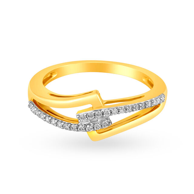 Artistic 18 Karat Yellow Gold And Diamond Finger Ring,,hi-res image number null