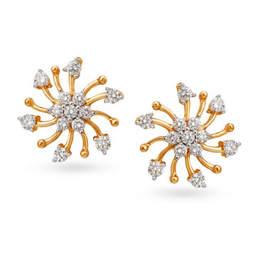 Radiant Timeless Gold and Diamond Floral Stud Earrings