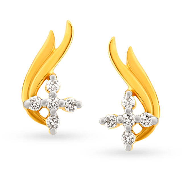 Lilium Contemporary Diamond Stud Earrings,,hi-res image number null