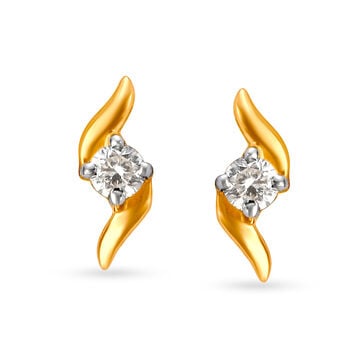 Elegant Single Stone Diamond Stud Earrings