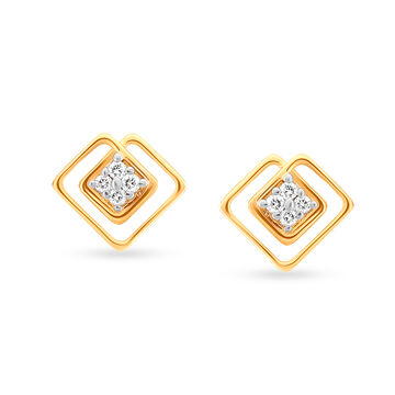 Contemporary Solitaire Look Diamond Stud Earrings for Daily Wear