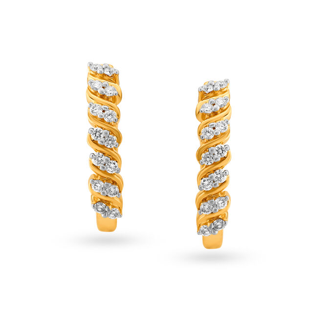 Contemporary Diamond Hoop Earrings,,hi-res image number null