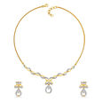 Floral Teardrop Diamond Necklace Set image number null