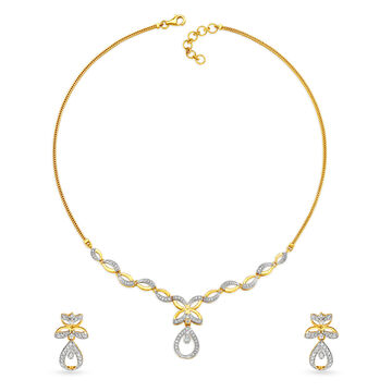 Floral Teardrop Diamond Necklace Set