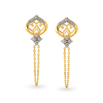 Traditional Diamond Drop Earrings in Yellow and White Gold