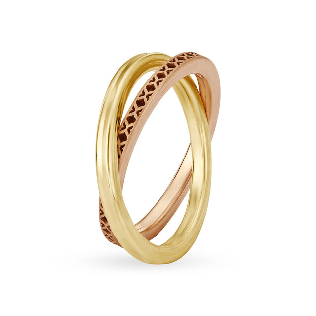 Modish 18 Karat Yellow And Rose Gold Interlock Ring,,hi-res image number null