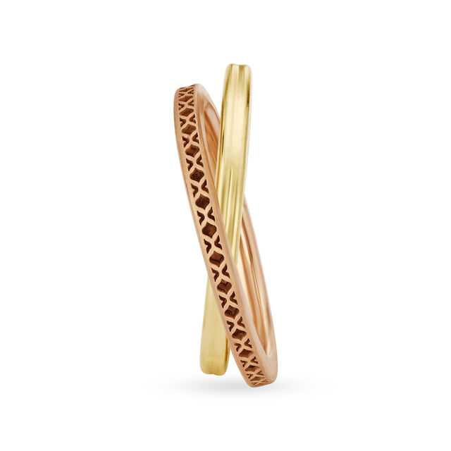 Modish 18 Karat Yellow And Rose Gold Interlock Ring,,hi-res image number null