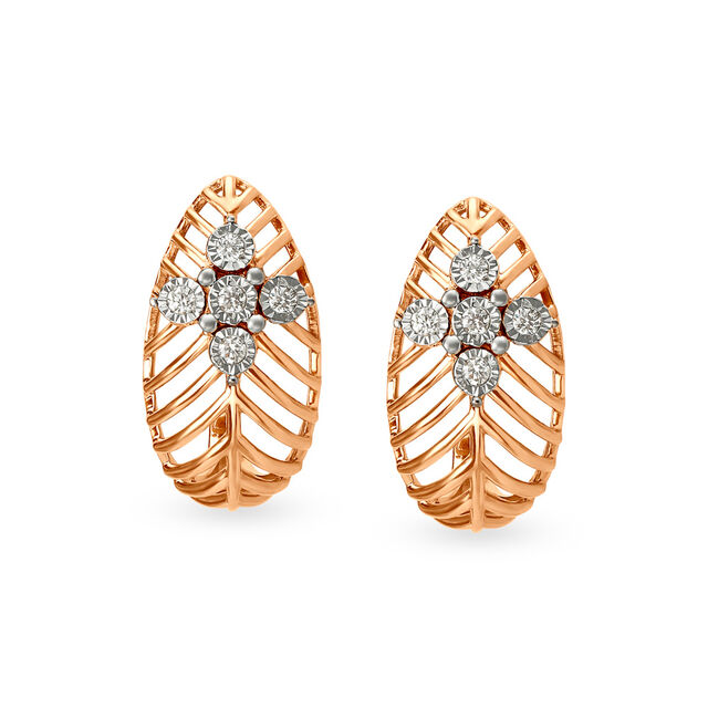 Sublime Traditional Diamond Hoop Earrings in White and Rose Gold image number null