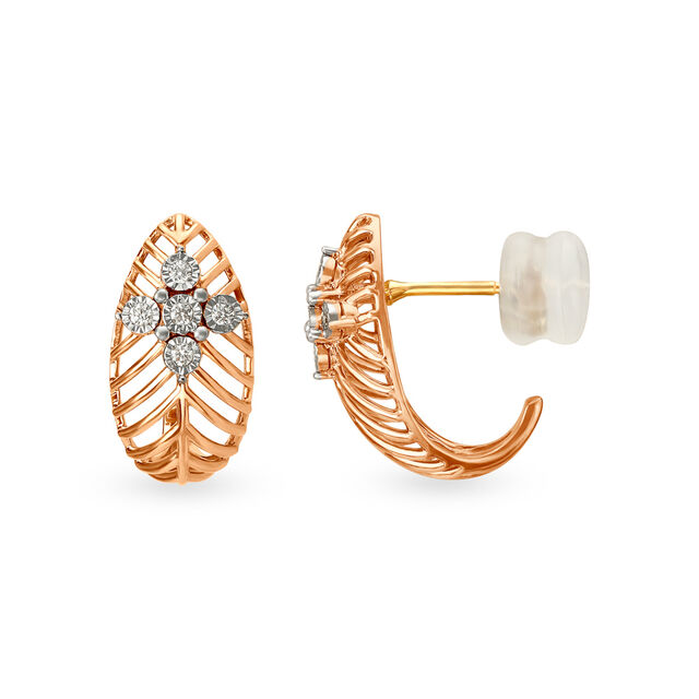 Sublime Traditional Diamond Hoop Earrings in White and Rose Gold image number null