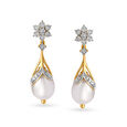 Enchanting Floral Diamond Drop Earrings in Yellow and White Gold,,hi-res image number null