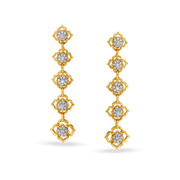 Impressive Floral Elongated Diamond Drop Earrings