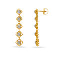 Impressive Floral Elongated Diamond Drop Earrings,,hi-res image number null