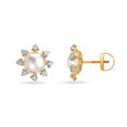 Impressive Button Shaped Diamond Stud Earrings with Rock Crystal,,hi-res image number null