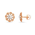 Floral Diamond Stud Earrings With Rock Crystal,,hi-res image number null