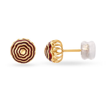 Graceful Concentric Fancy Floral Gold Stud Earrings