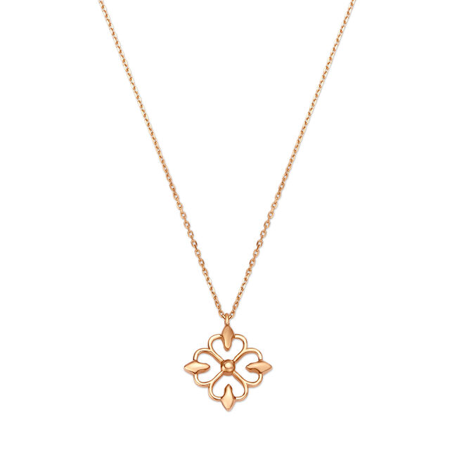 Elegant Floral Gold Pendant with Chain,,hi-res image number null