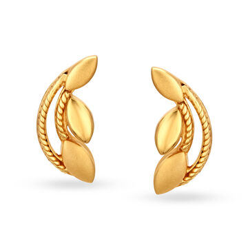 Refined Yellow Gold Crescent Stud Earrings