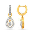 Alluring Teardrop Shaped Gold and Diamond Hoop Earrings,,hi-res image number null