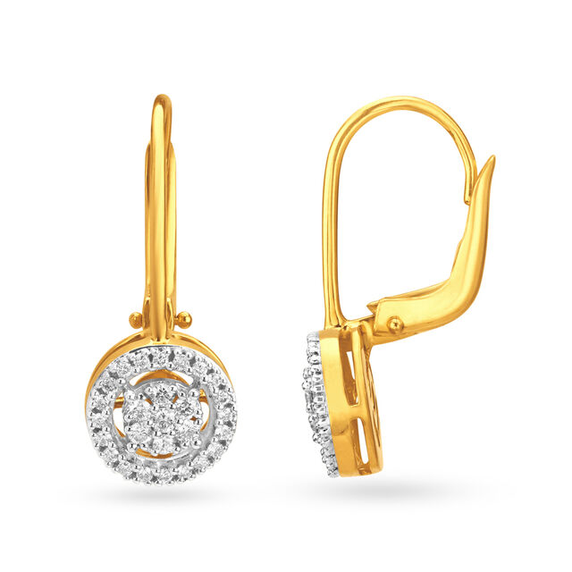 Round Bold Gold and Diamond Hoop Earrings,,hi-res image number null