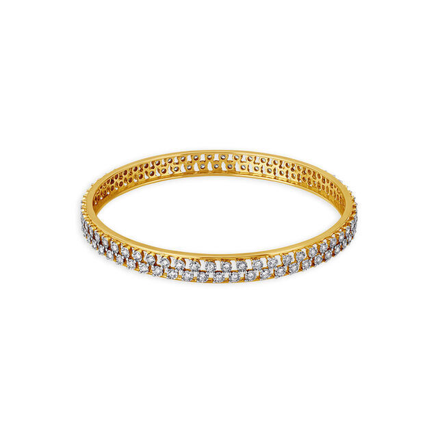 Scintillating Yellow Gold And Diamond Studded Bangle,,hi-res image number null