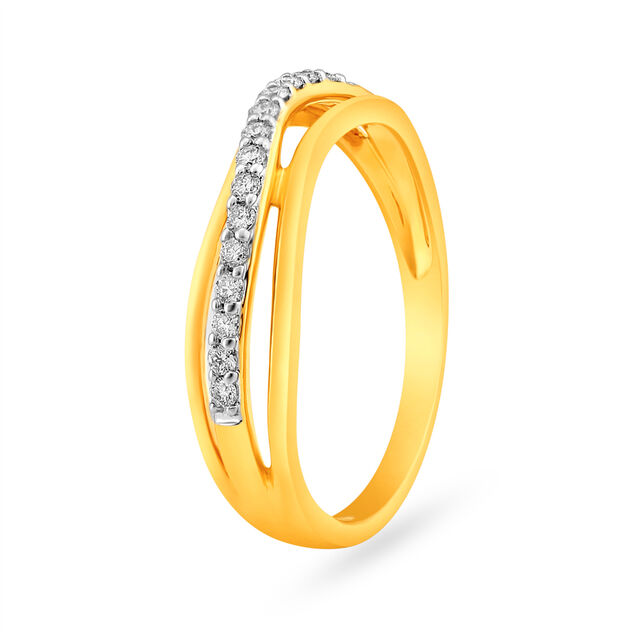 Gleaming Asymmetric Eternity Diamond Ring in Yellow and Rose Gold,,hi-res image number null
