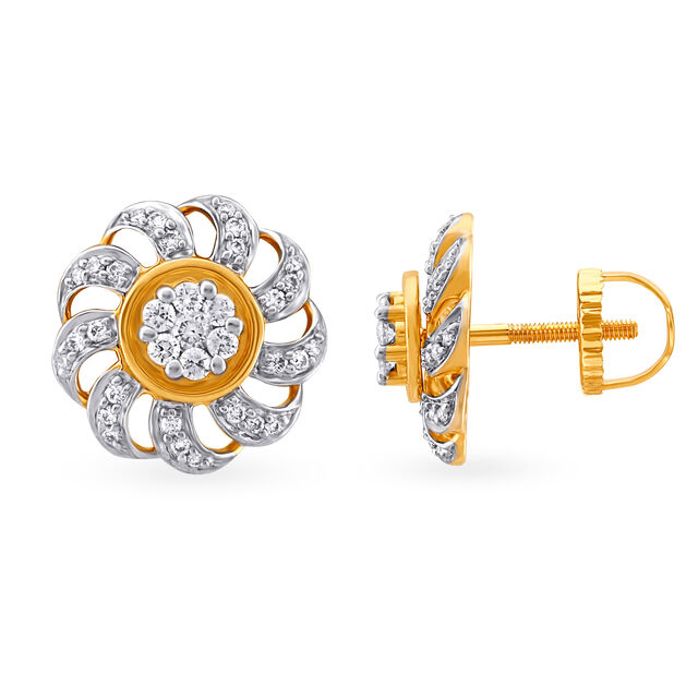 Sparkling Floral Diamond Stud Earrings,,hi-res image number null