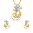 Glamorous Sparkling Diamond Pendant and Earrings Set image number null