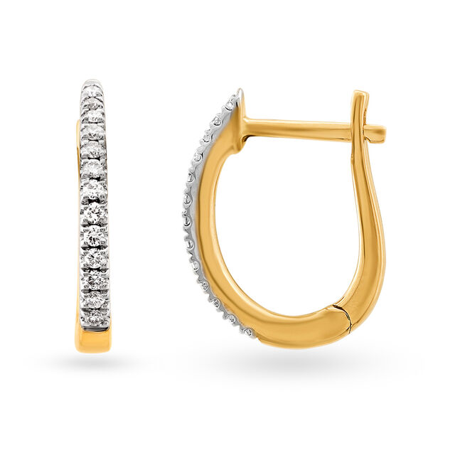 Sleek Diamond and Gold Hoop Earrings,,hi-res image number null