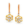 Floral Gold and Diamond Bali Earrings with drops,,hi-res image number null