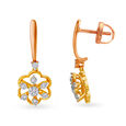 Floral Gold and Diamond Bali Earrings with drops,,hi-res image number null