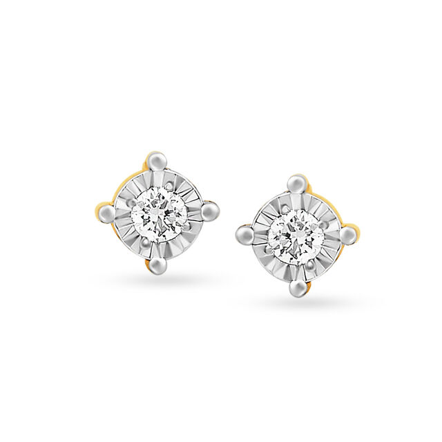 Stunning Gold and Diamond Stud Earrings,,hi-res image number null