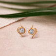 Spiral Single Stone Diamond Stud Earrings,,hi-res image number null